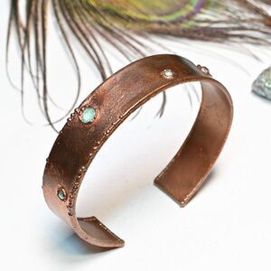 Mint Swarovski Crystal Copper Cuff Bracelet